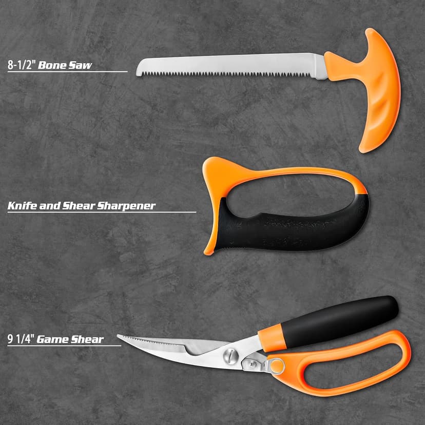 Portable Butcher Game Processor Set, 12 Pieces KNINE OUTDOORS Hunting Deer Knife Set Field Dressing Kit B099QTQ98L