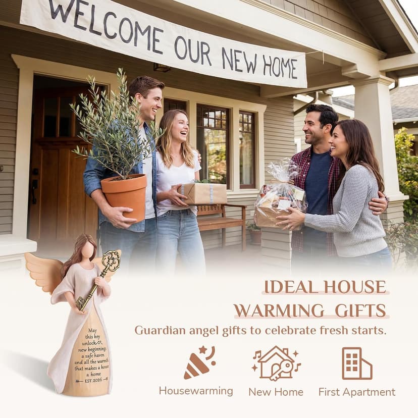 Handmade Resin with Gift-ready Package, Perfect Entryway Table Decor Symbolizing New Beginnings for Homeowner Women Friend Storieme Housewarming Angel Figurine, House Warming Gifts New Home B0G7Y6LMG4