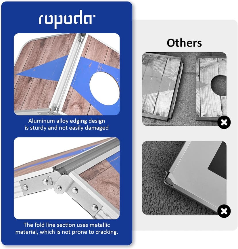 ROPODA Portable Cornhole Board Set,24x16 / 30×20in Corn Hole Games for Adults with 8 Bean Bags, Lightweight Aluminum Alloy Edging Cornhole Set for Outdoor Games, Beach and Tailgates