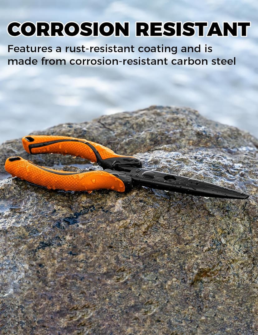 pullther fishing Fishing Pliers,Carbon Steel with Corrosion Resistant Coated Fishing Tools,Multitool for Saltwater Freshwater