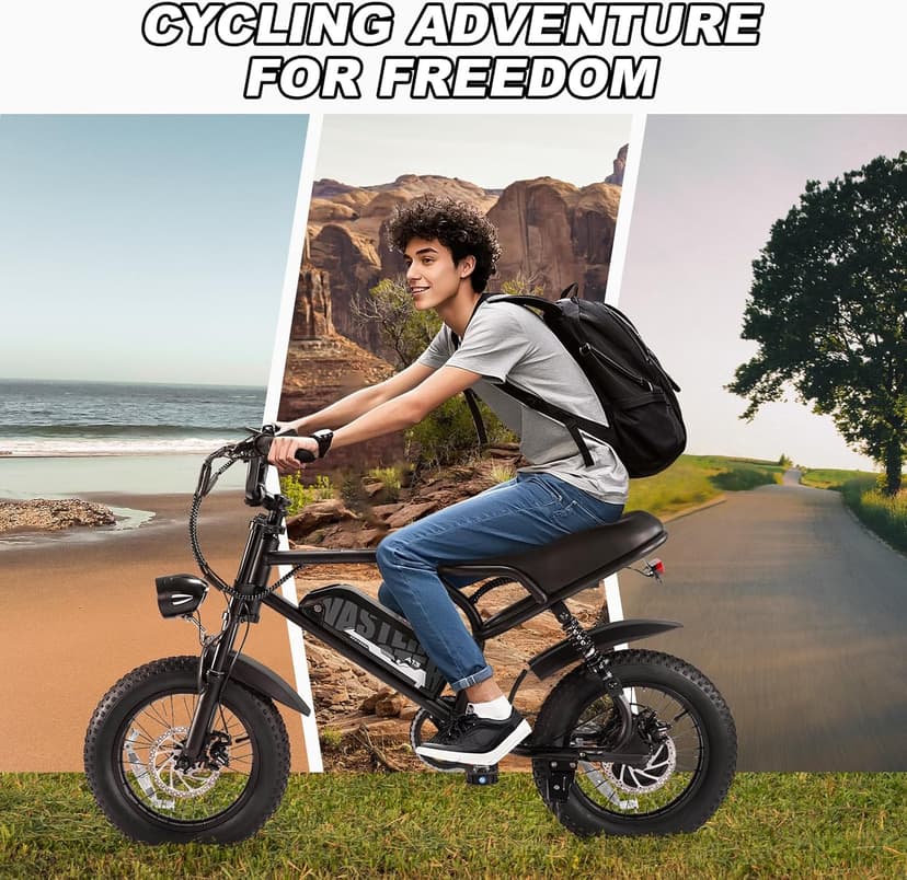 Electric Bike, 16'' Fat Tire E-Bike for Teens/Adults, 500W Small E-Bike with 36V/12.8Ah Removable Battery, Up to 22MPH, 45 Mile Range, Electric Dirt/Mountain Bike for Woman/Men A13