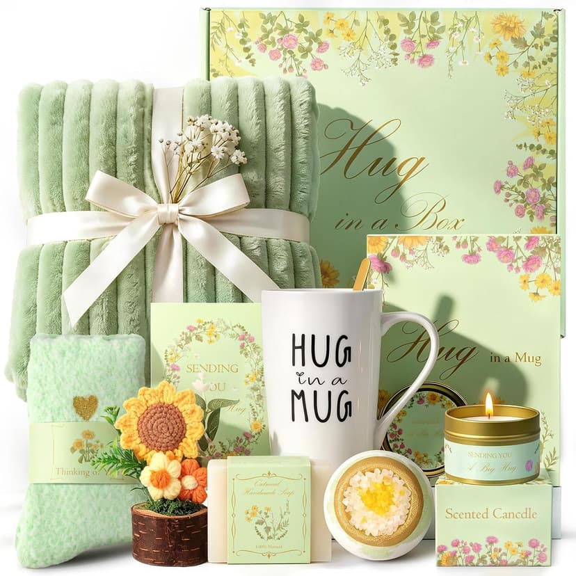 Birthday Gift for Women, Self Care Spa Gift Basket, Hug in a Box Relaxation Experience Set, Stress Relief Comfort Care Package for Her,Thinking of You Get Better Soon Gifts B0GVXGP4YF