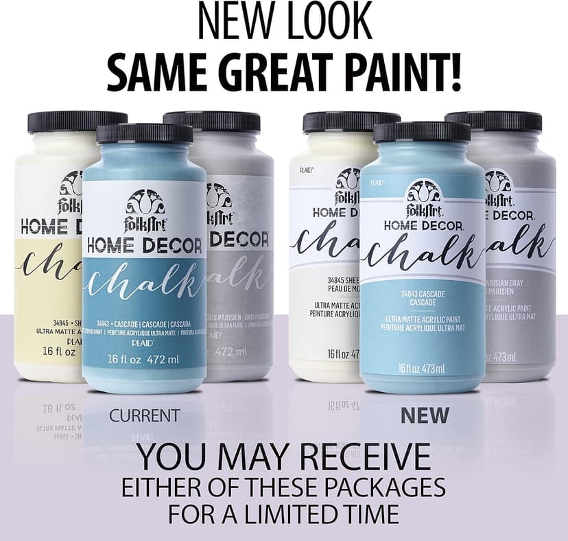 FolkArt Home Decor Chalk Furniture & Craft Paint in Assorted Colors, 16 ounce, White Adirondack,34846