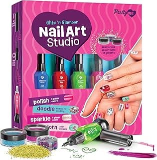 Nail Art Studio for Girls - Birthday Gift - Nail Polish Kit for Kids Ages 7-12 Years Old - Girl Gifts Ideas - Gift Set - Girly Stuff - Polish, Pens, Glitter, Stickers, Gems, Filer - 8 9 10 11 12 Year