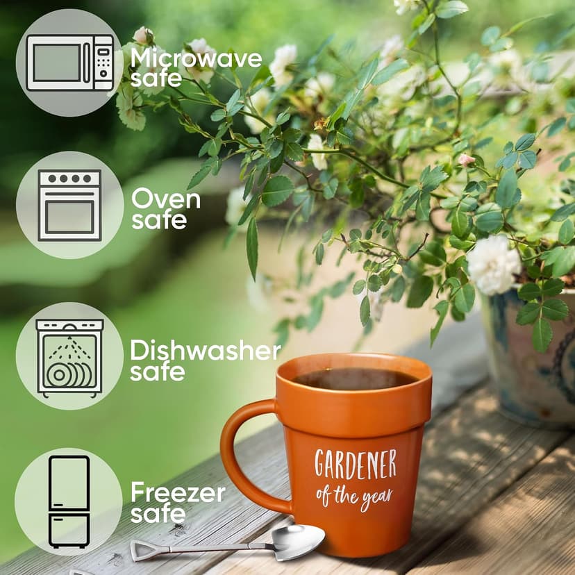 VELENTI Gardener Coffee Mug Gift - Funny Plant Pot Mug with Shovel Spoon - Cool Coffee Mugs for Men, Women - Mug for Gardeners, Dad Birthday Gifts, Cute Mom Christmas Gifts (Gardener Coffee Mug) B0BW7N5B3J