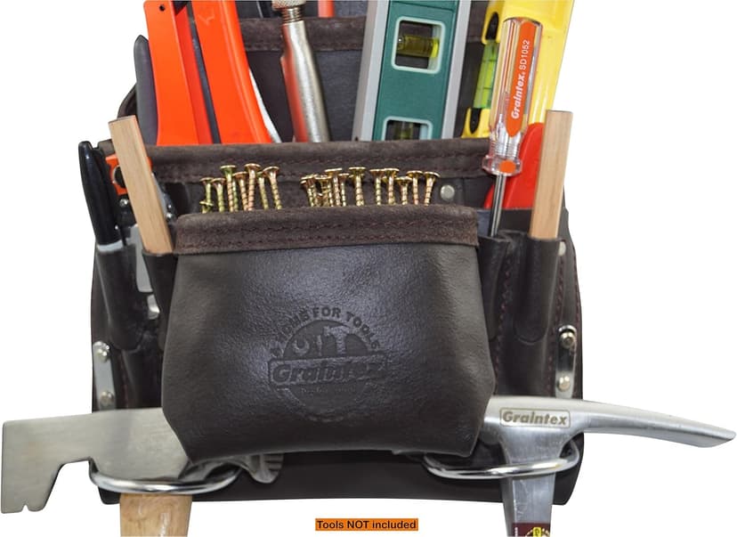 Graintex PS1234 10 Pocket Tool Pouch Oil Tanned Leather for Constructors, Electricians, Plumbers, Framers