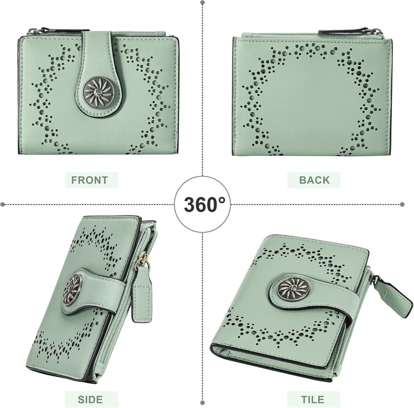 Tipmile Small Wallet for Women Bifold RFID Blocking Card Holder Leather Wallets with Zipper Coin Pocket