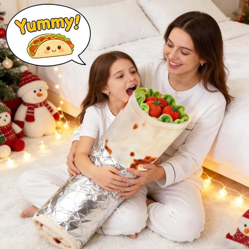 SeaRoomy Burritos Tortilla Blanket, Realistic Food Wrap Blanket Double Sided, Novelty Funny Tortilla Round Giant Soft Blankets (Beige, 47 inches)