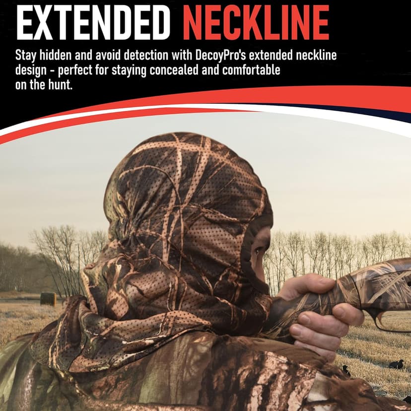 DecoyPro Hunting Face Mask Light Weight, Camo for Turkey, Bow, Deer, Duck, Goose, Coyote - Camouflage Gear for Men, Breathable Netting
