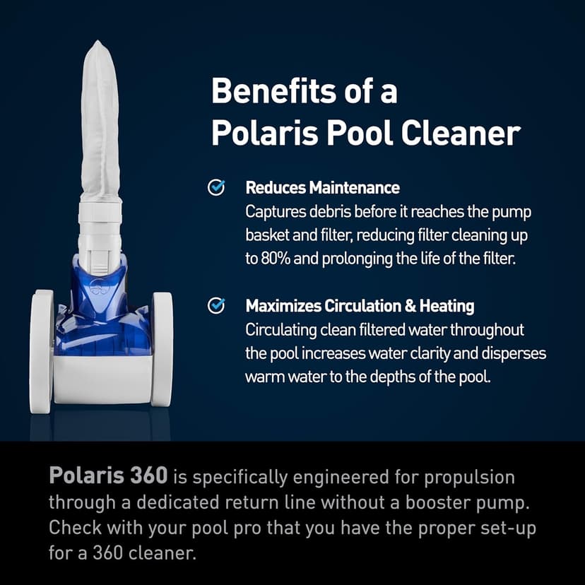 Polaris Vac-Sweep 360 Pressure-Side Cleaner for In-Ground Pools with a Dedicated Return Line