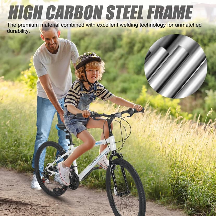 Ktaxon 20/24/26 Inch Mountain Bike, 7/21-Speed Adult Bicycle with Sturdy Steel Frame, Front Suspension, Excellent Twist Shifting, Easy to Assemble and Stylish Cool Look for Men Women