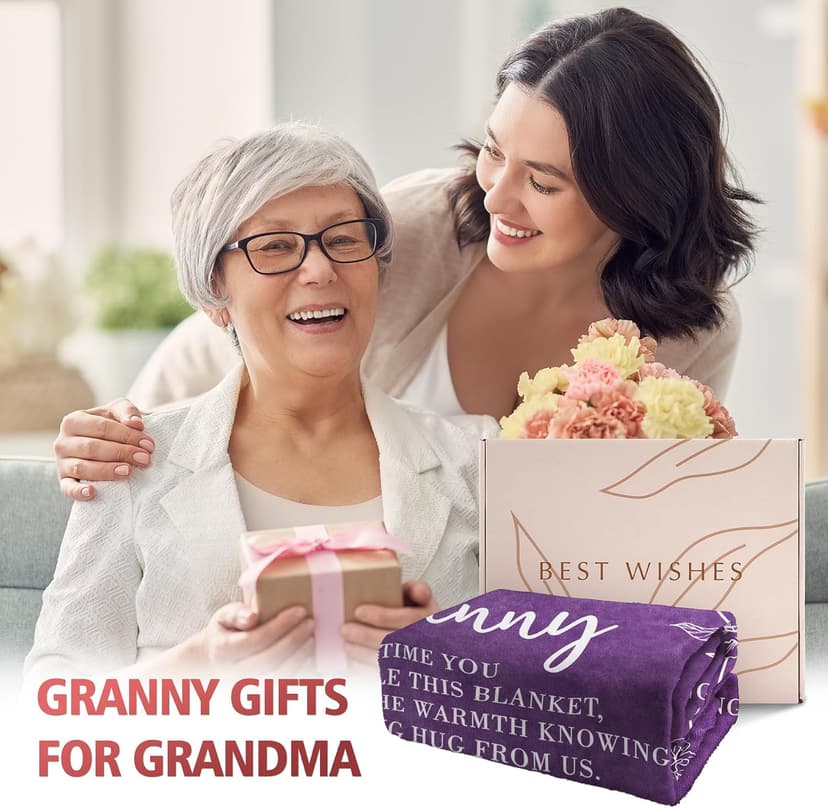Gifts for Granny, Grandma Birthday Gift from Grandkids, to My Granny Grandma Throw Blanket for Christmas GiltGlimmer Granny Gifts for Grandma, Granny Floral Blanket 50" x 60" B0DHSP946G