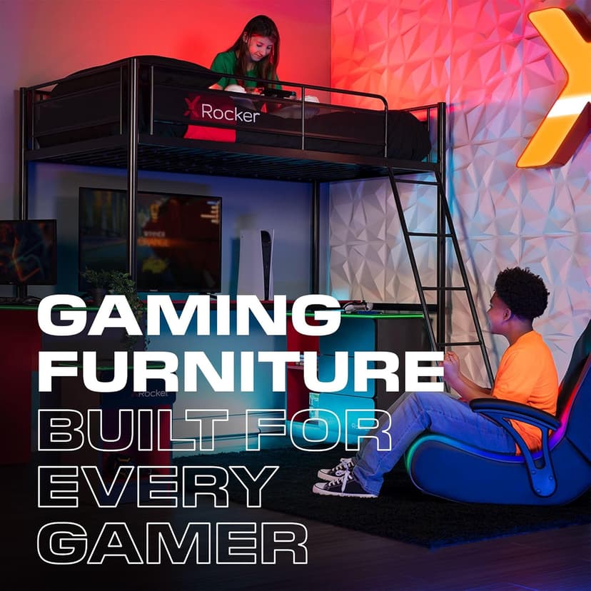 X Rocker Video Gaming Floor Rocker Chair, Built-in Audio, Foldable, for Gamers, Bedroom, or Game Room for Boys, Girls, Teens 5-17, Gifts for Gamers