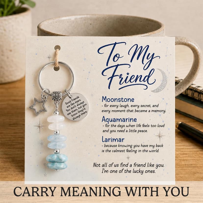 Made With 3 Types Of Genuine Stone Beads And Stainless Steel Ring, Lightweight 2.43 Inch Keychain, Includes Sentimental Card 2.43 Inch Crystal Keychain Gifts For Women, Friend, Coworker, Daughter, Mom B0H5WQWGNL