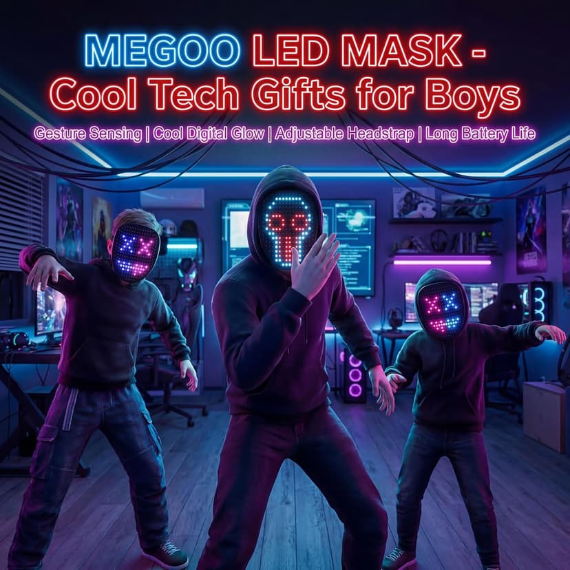 Gift for Halloween Digital Mask Birthday Christmas Rave Party,Cool Toy for Kids Adults,50 Changing Face Patterns,Rechargeable MEGOO Led Light up Mask with Gesture Sensing, Halloween Gifts for Teen Boys B09Y9DT9W7