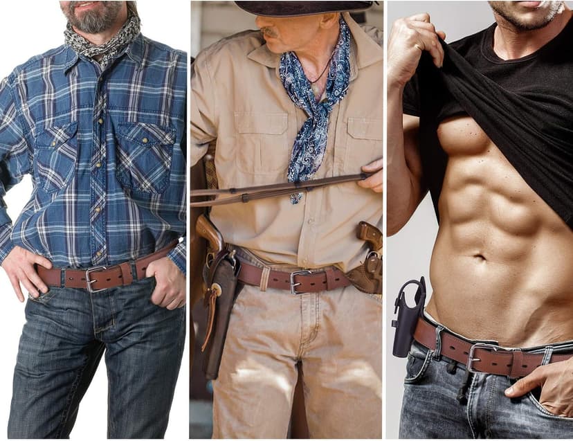 POYOLEE Concealed Carry CCW Leather Gun Belt | Top Grain Leather Belt for Gun Carry | Mens Heavy Duty EDC Belt 1 1/2-Inch