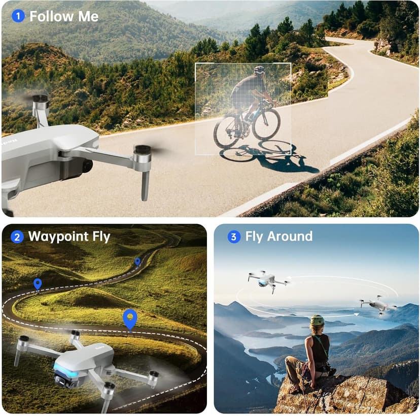 Drones with Camera for Adults 4K, Foldable Beginner Drone with Brushless Motor, Auto Follow, Tap Fly, Circle Fly, One Key Start, Under 249g