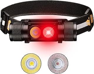 77outdoor LED Rechargeable Red Headlamp, H25LR / D25LR Powerful Lightweight Headlight with 90 High CRI Bright White Light and 660nm Deep Red Light, USB C Charging for Camping, Hiking, Hunting