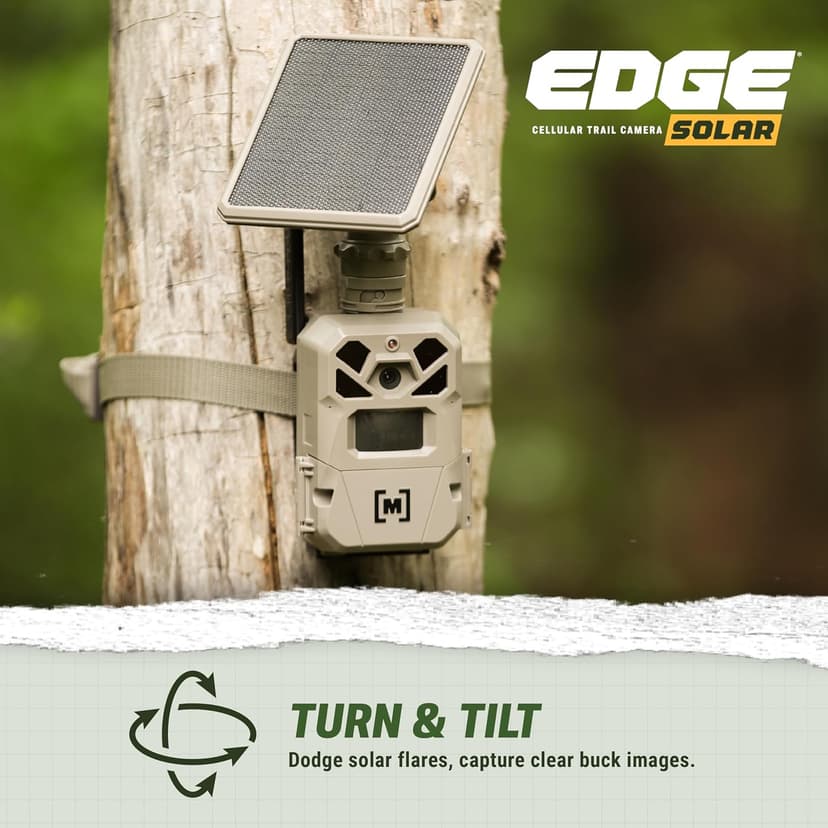 Moultrie Edge Solar Cellular Trail Camera - Integrated Solar Panel with Battery - 40MP - 1080p Video - Night Vision - Multi-Carrier LTE Auto-Connect - Built-in Memory - 0.4s Trigger Speed