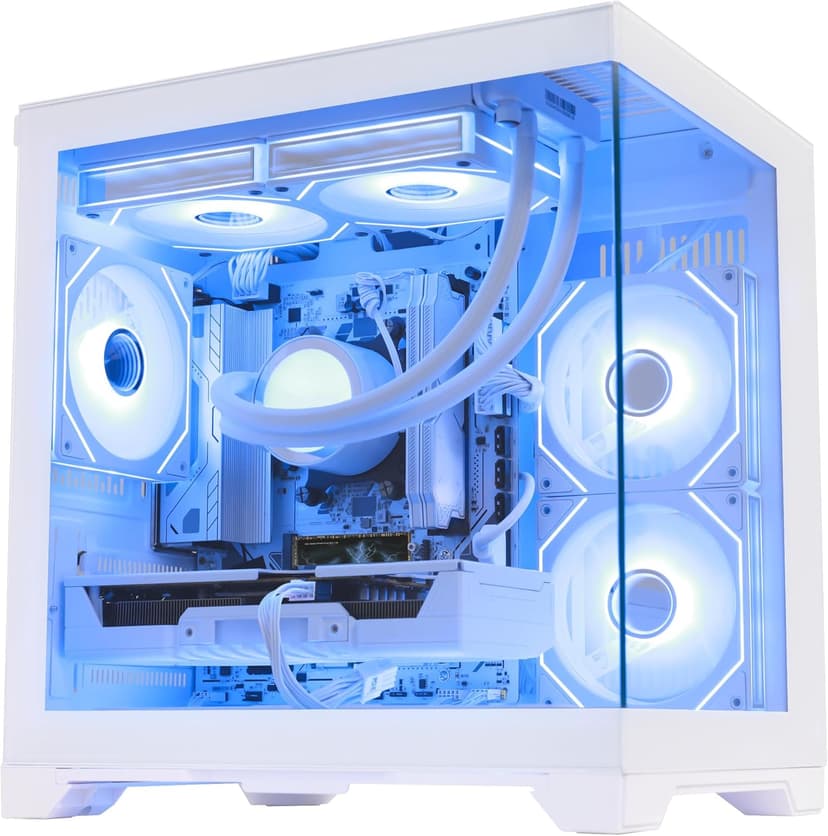 HOENGAGER Panorama Gaming PC Desktop AMD Ryzen 5 9600X 6-Core 3.9GHz, RTX 5060 8GB, 32GB DDR5 RAM 6000MHz,1TB PCIe SSD, WiFi&BT Prebuilt PC 650W PSU,Liquid Cooler,Windows 11, Desktop