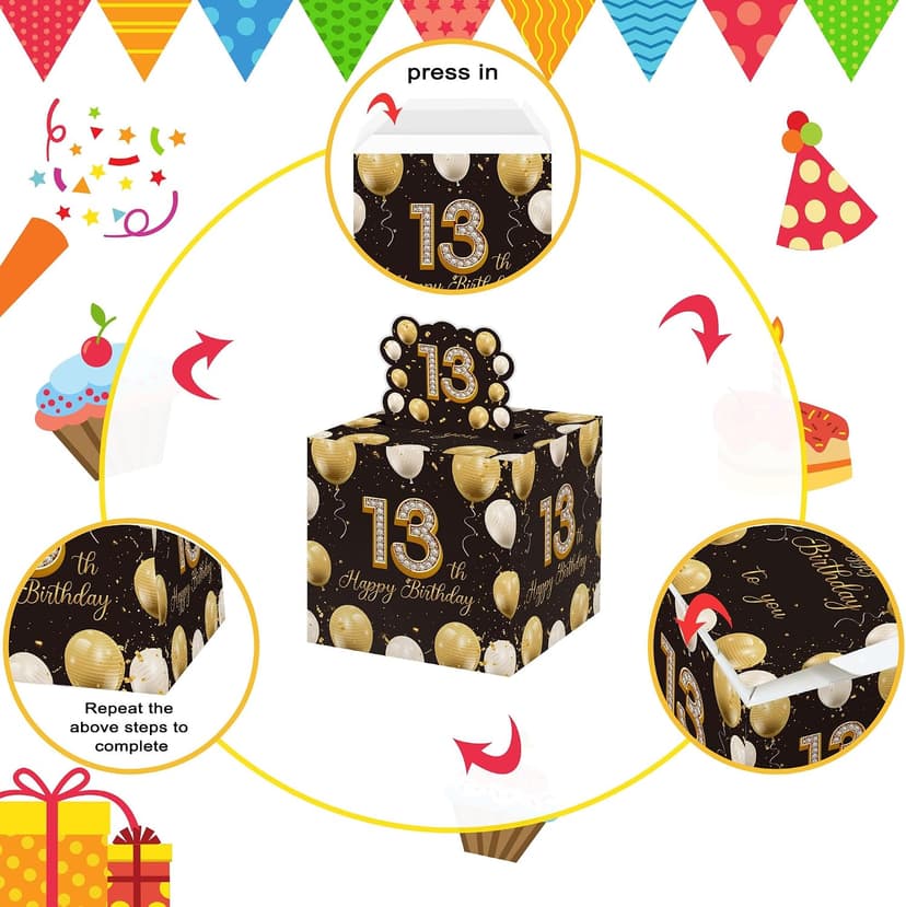 Creative Cash Present with Pulling Design, Includes 35PCS Clear Money Bags for Cash Gifts (Unisex Boys Girls) Azbuk 13th Birthday Money Pull-Out Surprise Box Gift for Teens B0CND59NQR