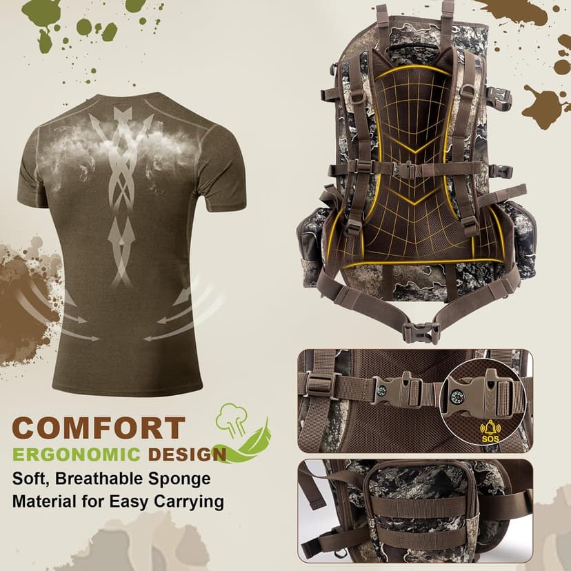 Hunting Backpacks for Men,Saddle Hunting Bag with Bow Holder, Large Compound Bow Hunting Backpack & Duffle Bags