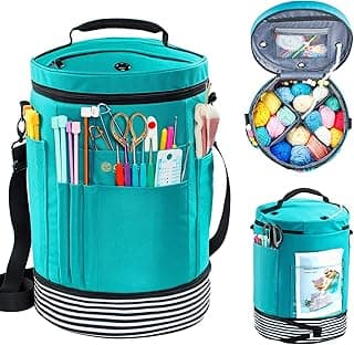 Expandable Crochet Bag - Knitting Bag Storage Organizer with Zipper Closure - Ideal Gift