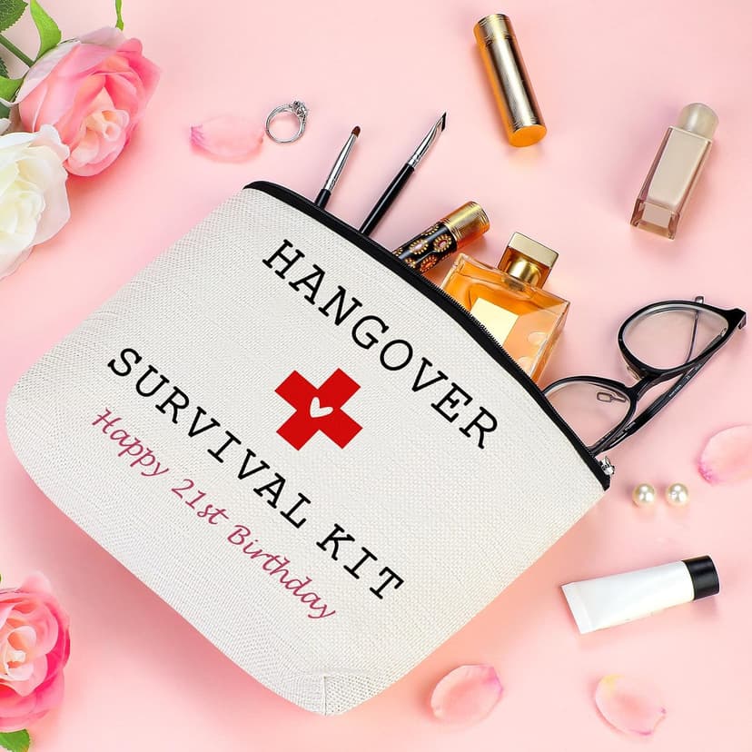 21st Birthday Gifts for Women Her Unique 21 Year Old Birthday Gifts for Female Her Funny Gift for 21 Year Old Female 21st Bday Decorations for Women - Wine Glass Toilet Paper Candle Makeup Bag B0CY1Z9QNV