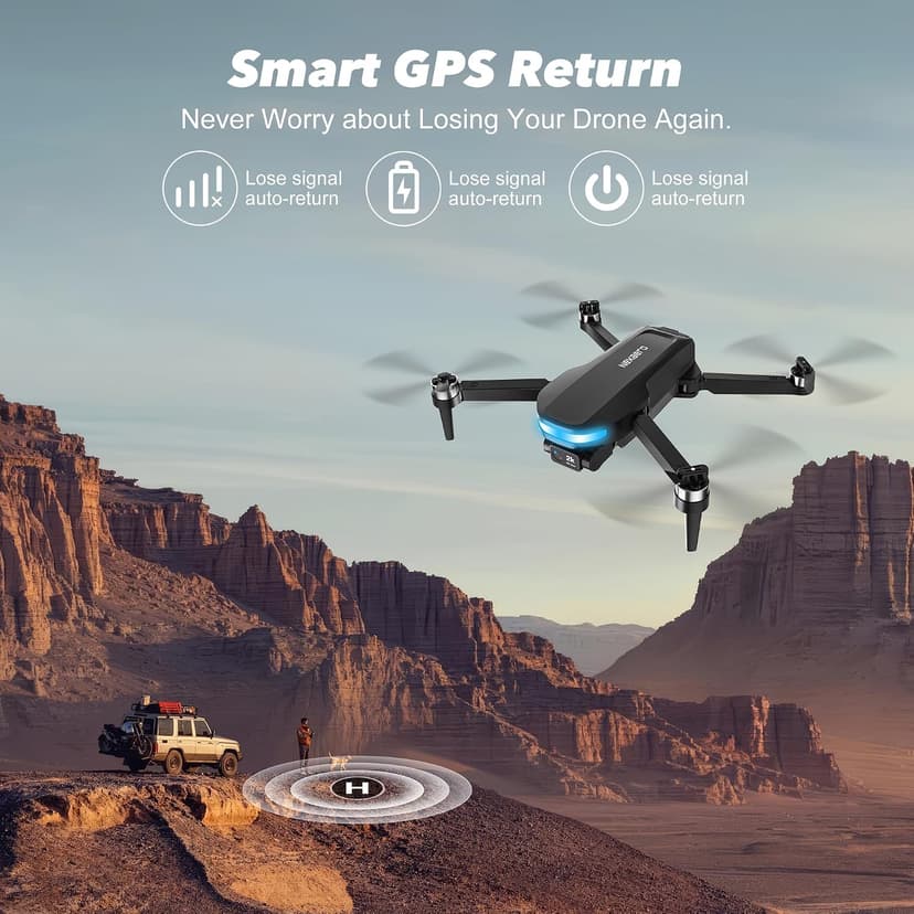 GPS Drone with EIS 2K Camera for Adults, 7.22 inch Screen on Remote Controller,FPV RC Drones with Al Track&Night Shot with Professional GPS,Auto Return Follow Me for Beginner,Long Range Transmission, 2 Batteries 64min Flight Time,Handbag Under 249g