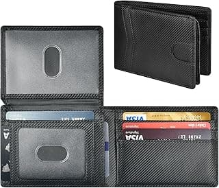 Slim Rfid Leather Wallet for Men: Stocking Stuffers Birthday Gifts for Men Him Boyfriend Husband Grandpa Minimalist Travel Wallet Gifts Ideas for Christmas Anniversary Valentines Fathers Day