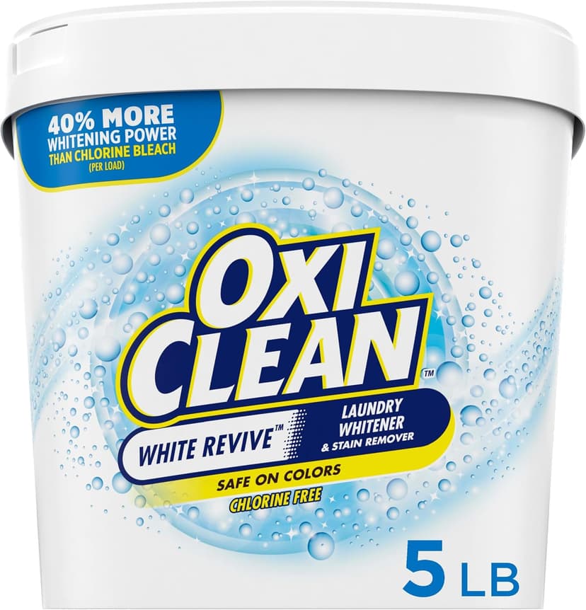 OxiClean White Revive Laundry Whitener and Stain Remover Powder, Alternative to Bleach for Laundry, 5 lb