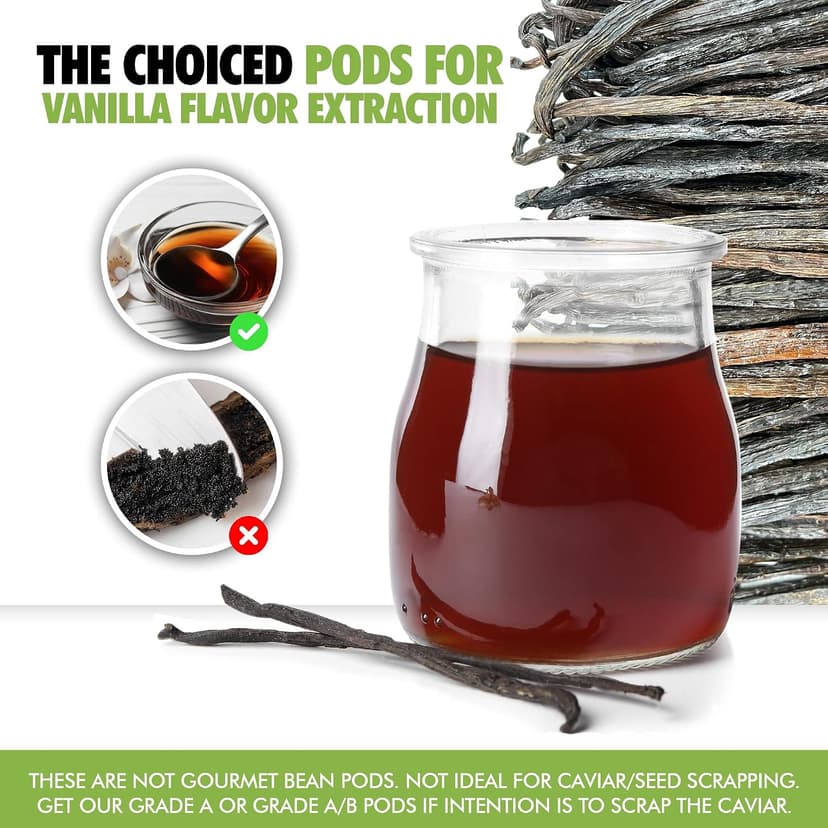55 Organic Madagascar Vanilla Extract Exclusive Grade B Beans| 4" - 5" by FITNCLEAN VANILLA| Certified USDA Organic. Bulk Dry Whole Bourbon NON-GMO Pods B0DBZBR2MW