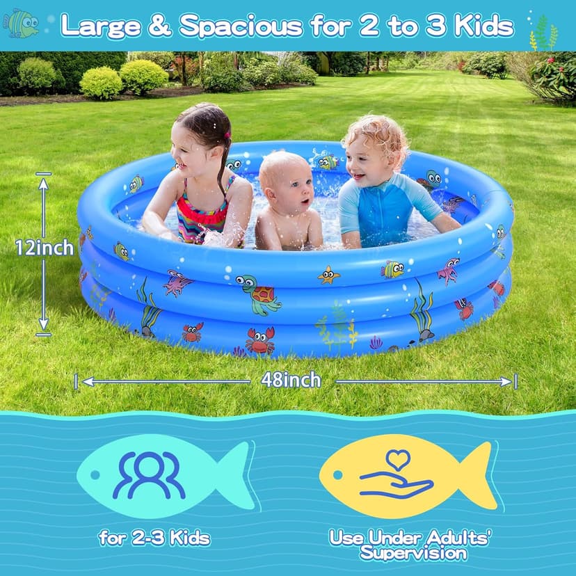 Garden Round Inflatable Baby Swimming Pool, Portable Inflatable Child/Children Little Pump Pool,Kiddie Paddling Pool Indoor&Outdoor Toddler Water Game Play Center for Kids/Girl/Boy