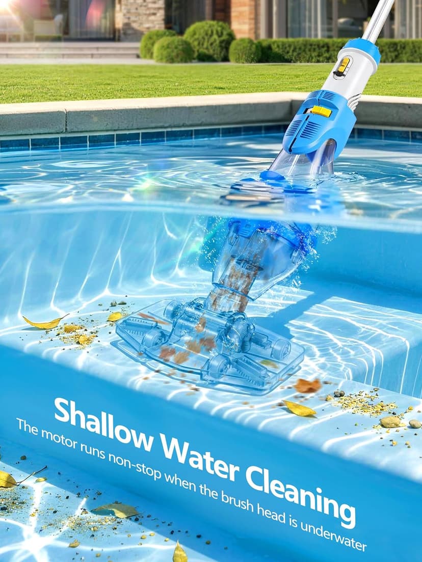 LanOcean 2026 Newly Cordless Pool Vacuum for Inground Pool, Flow Adjustable, Transparent Brush Head–Visible Cleaning, 19 GPM Powerful Suction Handheld Pool Vacuum for Above Ground Pool, 70Mins Runtime
