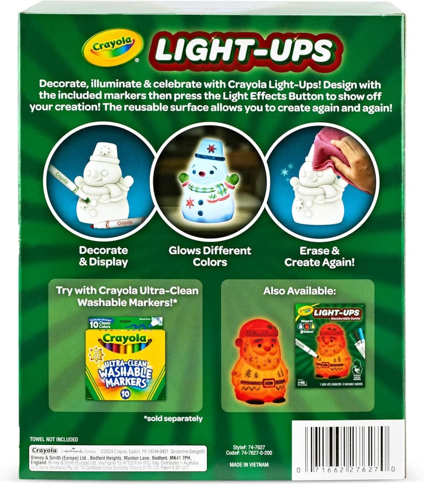 Crayola Light-Ups - Snowman, Light Up Snowman Toy, Christmas Gift for Grandkids & Kids, Reusable Coloring Craft Toy, Decoration for Indoors, Stocking Stuffers B0CRBKBZNH