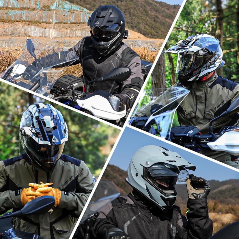 TRIANGLE Dual Sport Motorcycle Helmet Dirt Bike Helmets ATV Full Face Helmet for Adults Men with Internal Sunshield DOT Approved