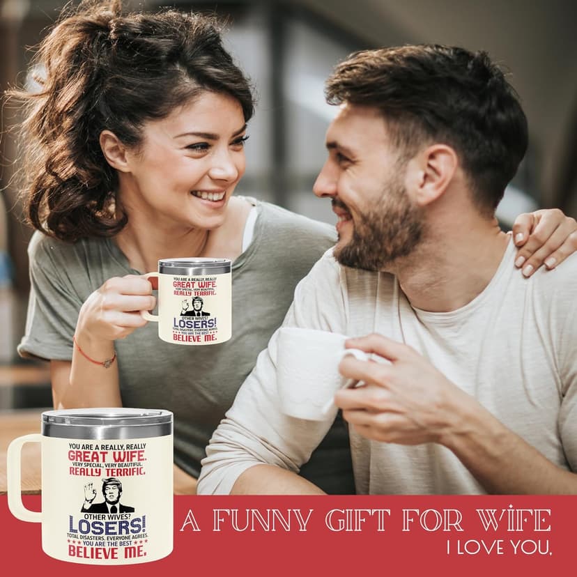 Gifts for Wife from Husband - Wedding Anniversary for Women, Birthday, Mothers Day, Christmas Wife Gifts for Her - Romantic Love Gift for Her - 14 Oz Stainless Steel Coffee Mug