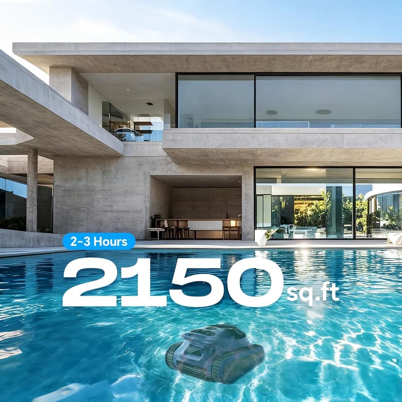 (2026 New) Robotic Pool Cleaner - Pool Vacuum 180W Brushless Motor, 48,000Pa Suction, Wall Climbing, AI-Powered Path Sonar Navigation, 3 Modes Robot for Inground & Above-Ground Pools Up to 2150 Sq. Ft