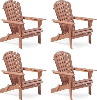Wooden Folding Adirondack Chair Set of 4, Half Pre-Assembled Wood Lounge Chair for Outdoor Patio Garden Lawn Backyard Deck Pool Beach Firepit