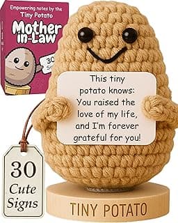 Mother In Law Gifts - Handmade Crochet Potato Doll with 30 Loving Signs for Mother In-Law, Birthday Appreciation for Mom In Law - Funny Bonus Mom Gifts for Women from Daughter or Son In Laws B0DVR67YS6