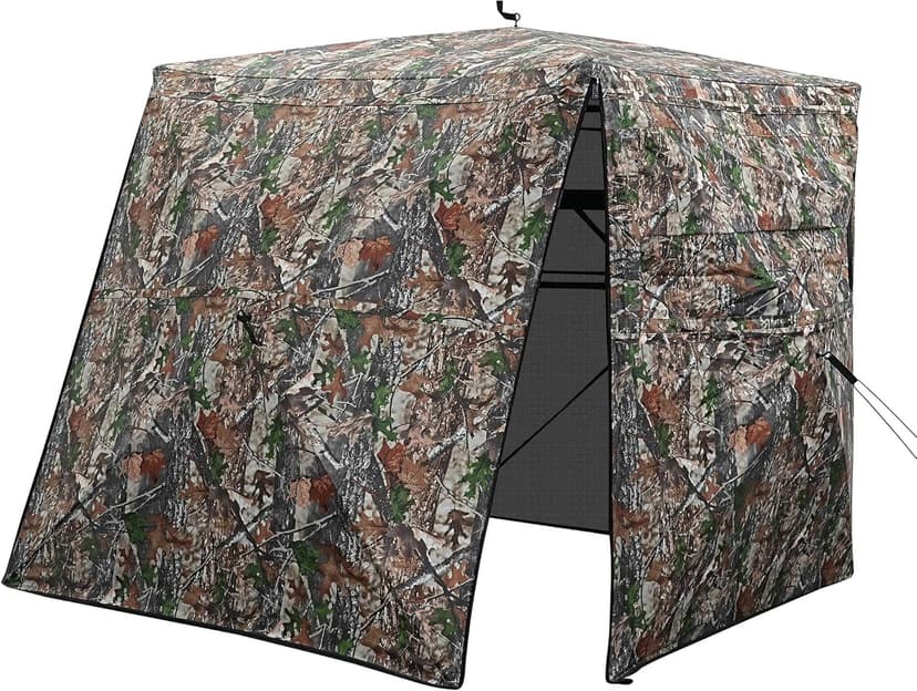 Hunting Blind 360 See Through Ground Blind for Turkey & Deer Hunting, 2-3 Person Pop Up Camouflage Tent