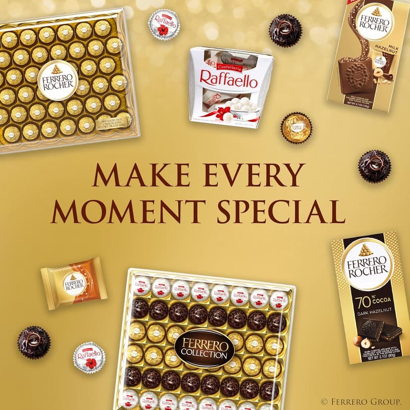 Ferrero Collection, 24 Count, Premium Gourmet Assorted Hazelnut Milk Chocolate, Dark Chocolate and Coconut, 9.1 oz