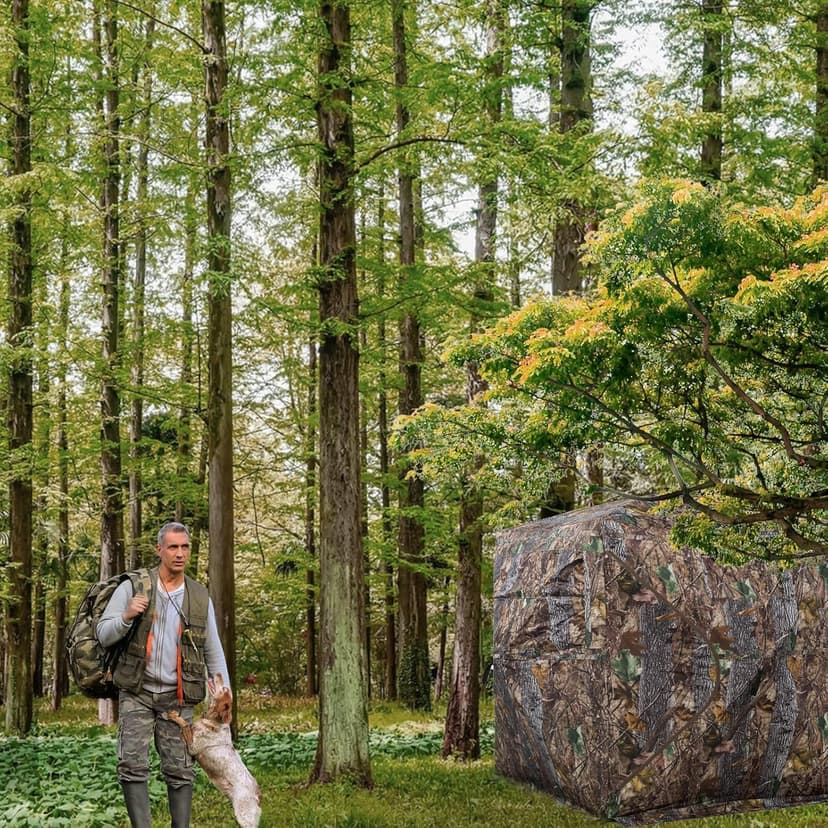 FUNHORUN Hunting Blind 270/360 Degree See Through Ground Blind with Carrying Bag, 2/3/4 Person Pop Up Camouflage Tent Portable Concealed Shelter