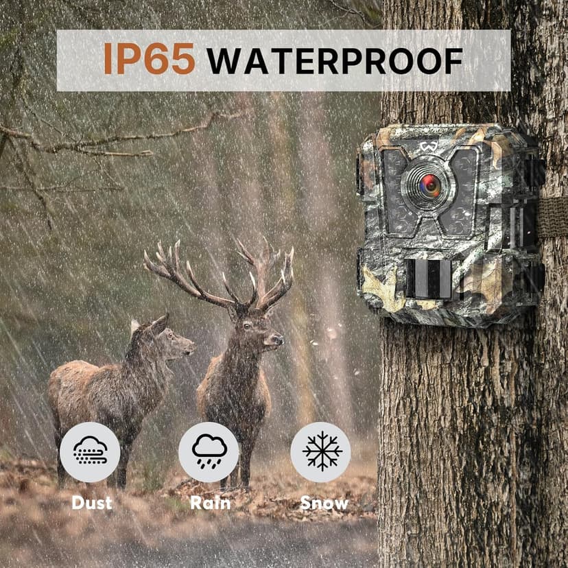 Mini Trail Camera 4 Pack 24MP 1080P HD, Game Cam with SD Card, Waterproof Tiny Deer Camera Night Vision Motion Activated with Fast Trigger Time for Outdoor Wildlife Monitoring