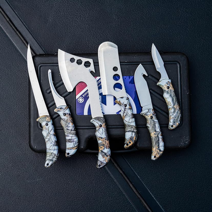 Portable Butcher Game Processor Set, 12 Pieces KNINE OUTDOORS Hunting Deer Knife Set Field Dressing Kit B099QTQ98L