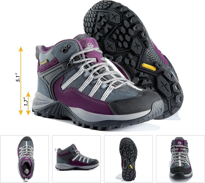 wantdo Women's Waterproof Hiking Boots Lightweight Outdoor Camping Shoes