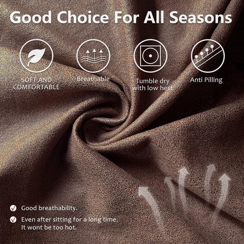 molasofa Recliner Sofa Covers - Leather Like Recliner Sofa 3 Seater Recliner Couch Covers for 3 Cushion Couch 8 Pieces Washable Stretch Reclining Sofa Slipcovers (Brown)