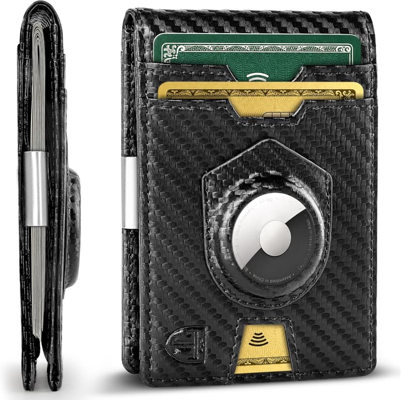 TRAVANDO AirTag* Wallet Mens Wallet with Money Clip Air Tag Wallet Card Holder RFID Blocking Bifold Gifts for Men