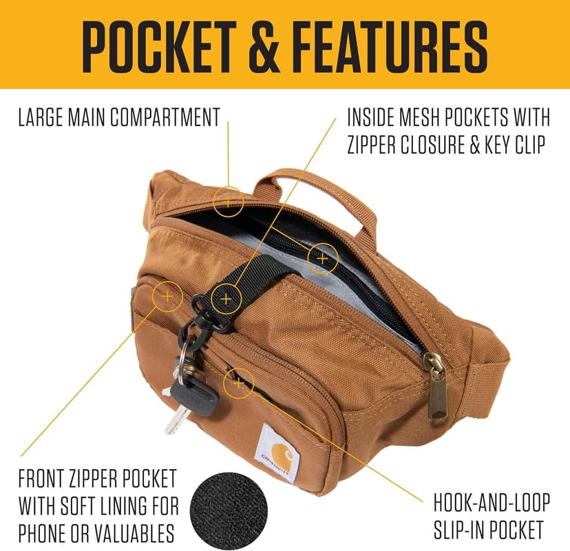 Carhartt Classic Adjustable Sling Bag, Durable, 600-Denier Water Resistant Hip Pack