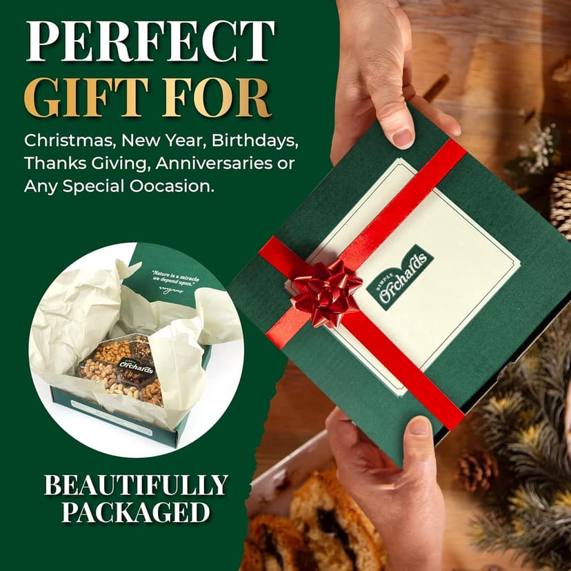 Holiday Nuts gift Basket - With a Variety of Freshly Roasted Nuts - Beautifully Packaged Gift Baskets for Men, Sympathy Basket For Dad, Christmas Healthy Gift.